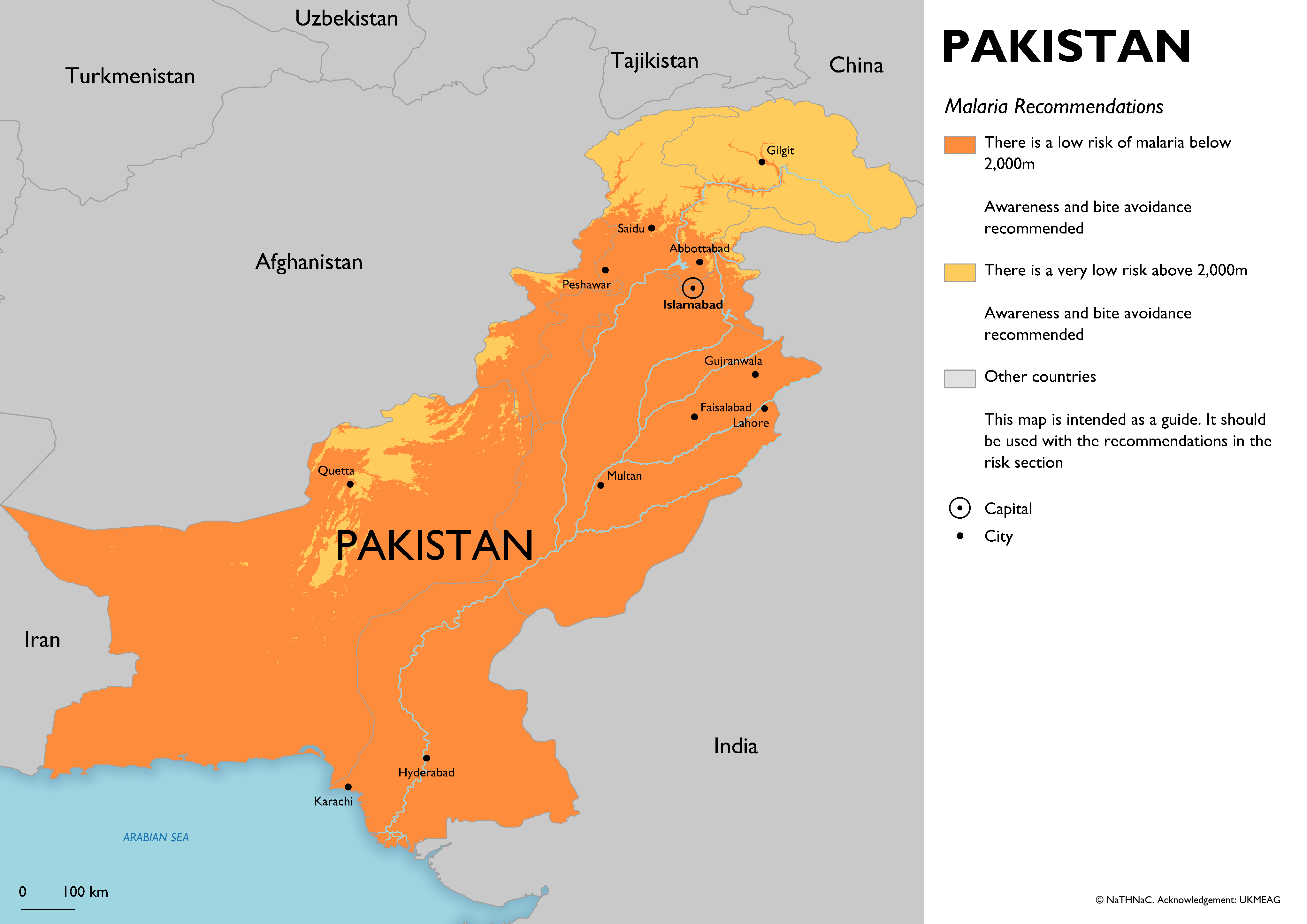Pakistan malaria recommendations Map of Pakistan showing antimalarial recommendations